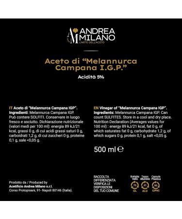  Italian Gourmet E.R. Andrea Milano Aceto di Melannurca Campana IGP vinegar made from fresh unpasteurized apples and naturally fermented 5% acidity 500 ml + Gourmet Italian Polpa 400 g - Buy Online on GoSupps.com