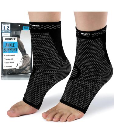 Ankle Support 2 Pieces Breathable Non-Slip Compression Ankle Brace for Joint Pain Relief Ankle Sprain Running Recovery
