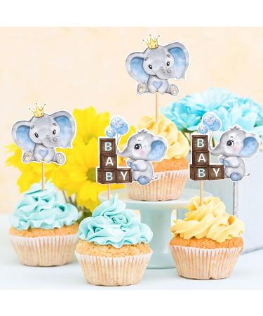 Keaziu 36 Pack Elephant Cupcake Toppers for Elephant Baby Shower Cupcake Picks Boys Blue Gender Reveal Baby Shower Cake Decorations Birthday Party Cake Decorations Supplies Blue Elephant 1 - Buy Online on GoSupps.com