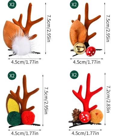 4 Pairs Christmas Deer Antler Hair Clips Cute Reindeer Antler Barrettes Plush Xmas Deer Horn Ears Hair Clips Pins Christmas Party Headwear for Girls Women - Buy Online on GoSupps.com