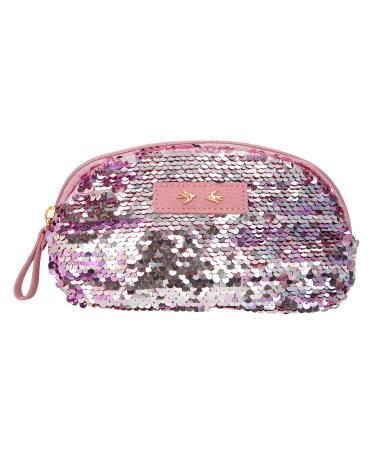 Depesche 10358 - Cosmetic bag with sequins Trend Love mauve