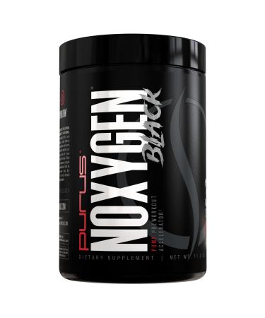 Purus Labs NOXygen Black Powder Pre-Workout Accelerator | Nitric Oxide Booster & Oxygen Amplifier | Hydromax Glycerol & NO3-T Nitrates | 30 Servings (Unflavored)