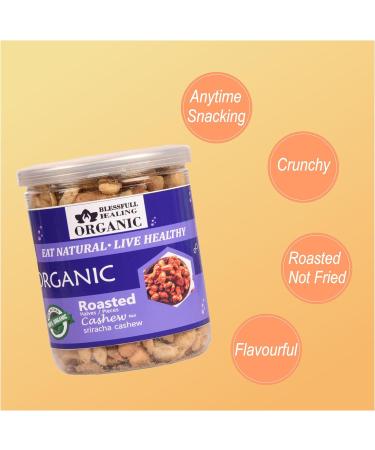 Blessfull Healing Organic Natural Vegan Sriracha Roasted Halves/Pieces Cashew Nuts Crunchy Kaju 300 Gram - Buy Online on GoSupps.com