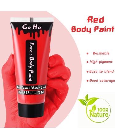 Go Ho Red Cream Face Body Paint(2.37 oz) Water Based Red Devil Makeup Face Painting for Adults Children SFX Cosplay Costumes Festivals Halloween - Buy Online on GoSupps.com