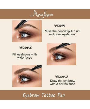 MARIA AYORA Light Brown Eyebrow Pencil 2 Pcs - Microblade Pen for Waterproof & Long-Lasting Eye Brow Makeup - Buy Online on GoSupps.com