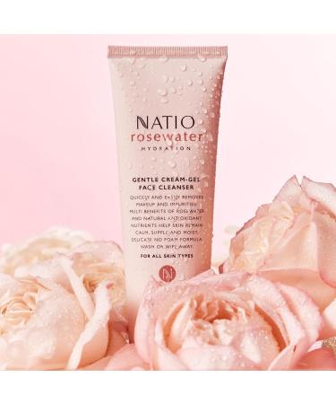 Natio Australia Rosewater Hydration Cream-Gel Cleanser | Gentle Travel Size Face Wash for All Skin Types - 3.3 oz - Buy Online on GoSupps.com