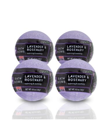 Nature's Beauty Lavender & Rosemary Bath Bomb Multi-Pack - Luxury Fizzy Spa Bath Bomb to Help Calm, Soothe + Revive Dull and Dry Skin Made with Coconut Oil & Witch Hazel, 4.6 oz (4 Pack) Lavender & Rosemary (Pack of 4)
