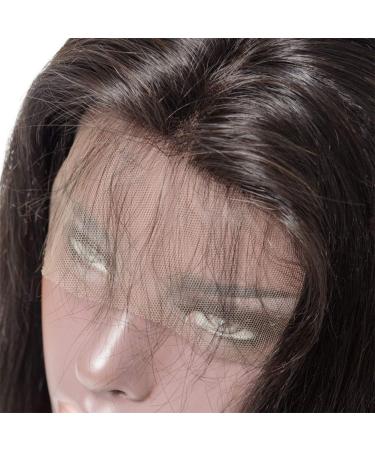 Lace Front Human Hair Wig - 16 Inch Pre-Plucked Brazilian Virgin Hair 150% Density Straight Wig for Women - Buy Online on GoSupps.com