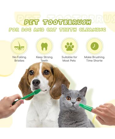 Nobleza Dog Toothbrush and Enzymatic Toothpaste Kit with Finger Toothbrushes - Promote Pet Oral Hygiene and Fresh Breath - Green - Buy Online on GoSupps.com