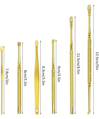 6 Pcs Ear Wax Removal Tool Kit with Leather Bag - Gold | Ear Wax Cleaner & Ear Cleaning Tool Set - Buy Online on GoSupps.com