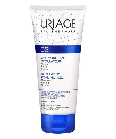 Uriage D.S. Regulating Foaming Gel 5 fl.oz. | Gentle Cleansing Foam for Face & Body to Cleanse Purify And Sanitize Irritated Redness-Prone and Scales Skins | Leaves Skin Healthier and Comfortable.
