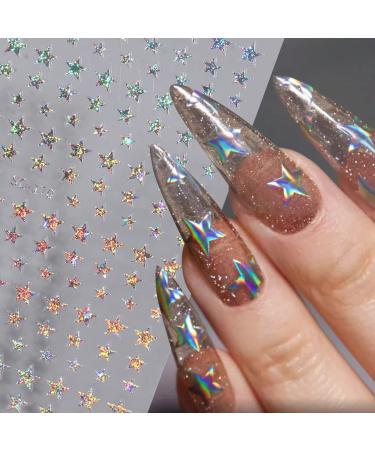 6 Sheets 3D Glitter Star Nail Stickers - Gold, Silver, White, Black - DIY Manicure Nail Art Decoration - Buy Online on GoSupps.com