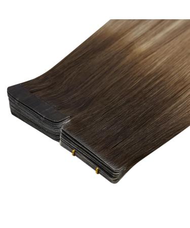 Moresoo Invisible Tape In Hair Extensions - Real Hair 50cm Dark Brown to Blonde - 5 Pieces 12.5g #2/DXB/18 - Virgin Quality - Buy Online on GoSupps.com