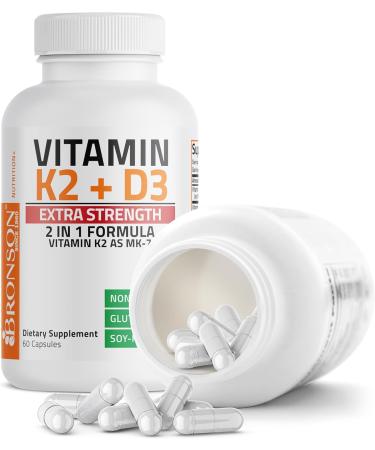 Buy Bronson Vitamin K2 (MK7) & D3 Extra Strength 10 000 IU - Non-GMO Bone Health Supplement | 60 Easy to Swallow Capsules - Buy Online on GoSupps.com