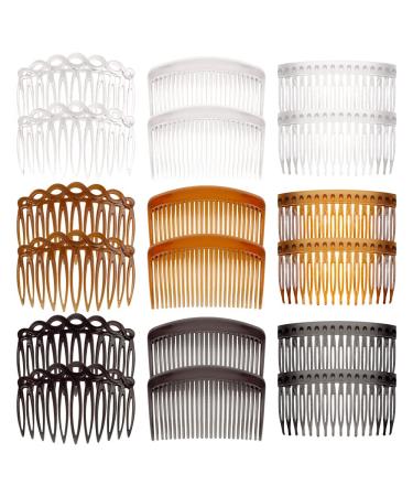 18 Pieces French Side Combs  FHDUSRYO Plastic Side Hair Twist Decorative Comb with Teeth  Hair Combs Slides Hair Clips Accessories for Women Bridal Wedding Veil Girls Thick and Fine Hair