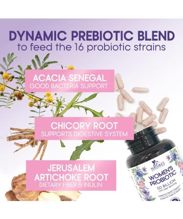 Probiotics for Women's Digestive Health - 50 Billion CFU - 5 Feminine Health Vag Strains Prebiotic for Vaginal PH Balance Urinary UT Health Womens Probiotic Shelf Stable Bottled in USA Capsules - Buy Online on GoSupps.com