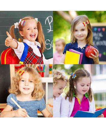 Whaline Back to School Bow Hair Clips - 6Pcs Apple Book Blackboard Hair Bows for Girls, PU Leather Hair Barrettes for Classroom, Kindergarten Students - Buy Online on GoSupps.com