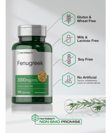 Horb ach Fenugreek Capsules 3000 mg | 150 Count | Non-GMO & Gluten Free Extract | Fenugreek Seeds - Buy Online on GoSupps.com