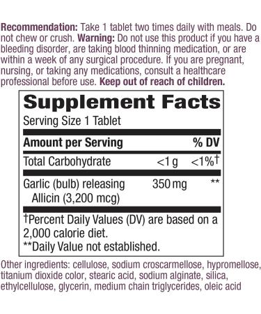 Nature's Way Garlicin Cardio 350mg - 180 Vegan Tablets for Heart Health - Buy Online on GoSupps.com