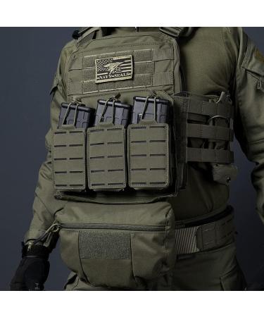 Idogear Molle Magazine Bag | Triple Tactical Magazine Pockets for M4 M14 M16 AR-15 5.56mm - Ranger Green - Buy Online on GoSupps.com