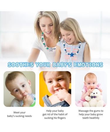 2 Pack Baby Silicone Sensory Chew Necklaces - BPA Free Teething & Nursing Toys for Breastfeeding - Freezable & Dishwasher Safe - Blue & Gray Stars - Buy Online on GoSupps.com