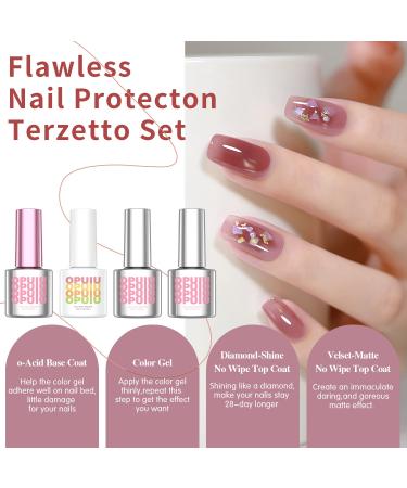 OPUIU 24 PCS Jelly Nude Pink Gel Nail Polish Kit - Natural Neutral Korean Glitter Set with Base, Top, and Matte Coat for Salon Quality Nails - Fall Winter Collection - Buy Online on GoSupps.com