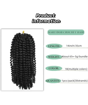 Kinky curly Crochet Hair 14 Inch Faux Locks Marlybob Crochet Hair twist For Women Short Curly Crochet Braids Hair Extension Jerry Curly Twist Hair Extensions Black 14inch/35cm 1B - Buy Online on GoSupps.com