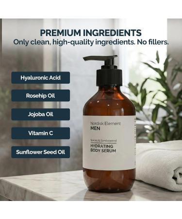 Nordisk Element Body Serum for Men 9.13 Fl Oz | Lightweight & Instant Hydrating Serum with Hyaluronic Acid Antioxidants & Nordic Botanicals | Vegan Spices & Sandalwood Scent - Buy Online on GoSupps.com