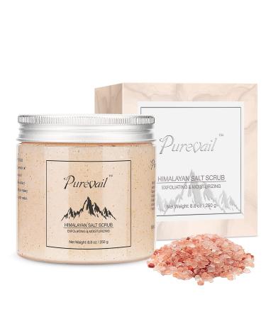 Purevail Himalayan Salt Body Scrub - Natural Exfoliating Scrub to Moisturize  Soften and Smoothen Skin - Light Bergamot Scent - Deep Cleansing for Dead Skin - Gifts for Women - 8.8 oz