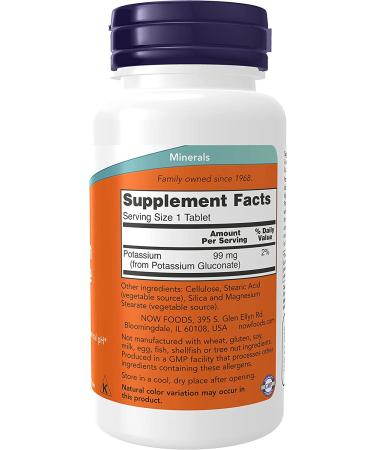 NOW Potassium Gluconate 99mg - Easier to Swallow Essential Mineral - 100 Tablets - Buy Online on GoSupps.com