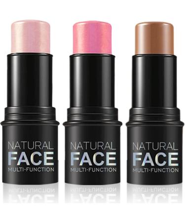 Contour Stick 3Pcs Set 3 Colors Waterproof Long Lasting Blush Stick Natural Finish Multipurpose Highlighter Makeup Stick for Cheeks Lips All Skin Highlighters - Buy Online on GoSupps.com