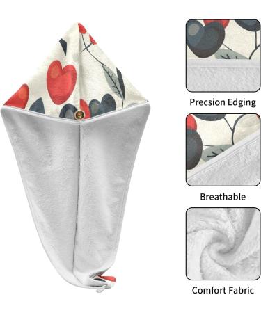 Red Black Heart Leaf Hair Towel 2 Pack | Super Absorbent Quick Dry Hair Turban for Women & Girls - Buy Online on GoSupps.com