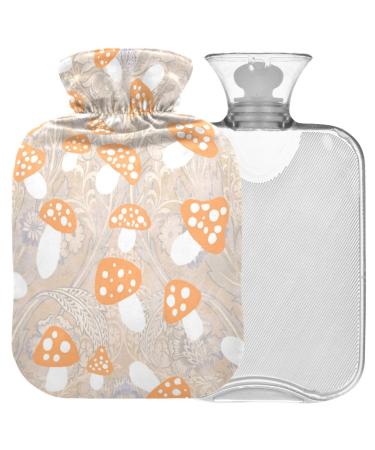 Naanle mushroom heat bottle with reference transparent hot water bottle 1L heating bag for pain relief hot and cold therapy bed hand feet warmer