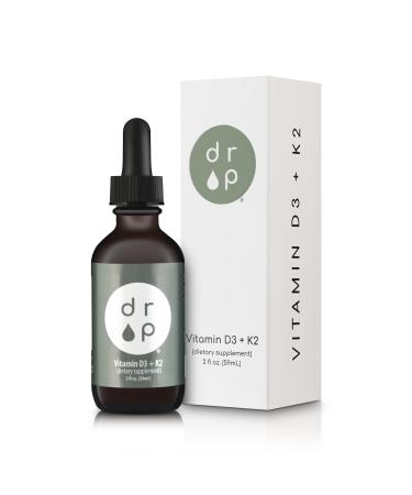 Vitamin D3 + K2 Drops with 1000 IU of Plant Based D3 and 45 mcg of K2 2 oz Liquid Supplement for Bone Strength Improved Mood - No Artificial Preservatives Unflavored with Coconut MCT Oil