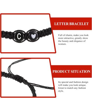 VALICLUD 4pcs Black and Bracelet Letter Bracelet Rope Bracelets Braided Bracelet Women Bracelet Braided Wrist Chain Lovers Simple and Versatile Jewelry Cord Is Jade Thread 6X6X0.5CMx4pcs Black Cx4pcs - Buy Online on GoSupps.com