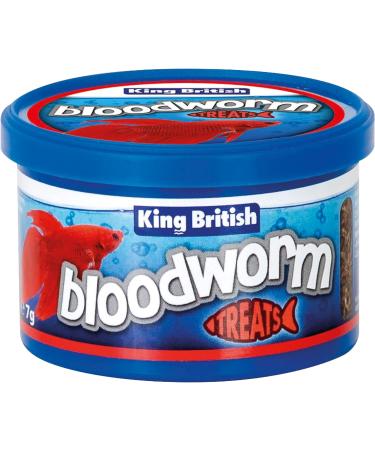 King British | Bloodworm Treats | For All Coldwater Tropical & Marine Fish Turtles & Terrapins | High Protein & Iron | Provides Excellent Colour & Condition | Complementary Treats | 7g Single - Buy Online on GoSupps.com
