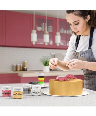 Nomeca Luster Dust Edible Set - 4 Colors Food Grade Shimmer Cake Dust Metallic Food Coloring Powder Glitter for Cake Decorating Baking Fondant Gumpaste Chocolate Candy Drinks Cookie (3g/Bottle) (L) - Buy Online on GoSupps.com