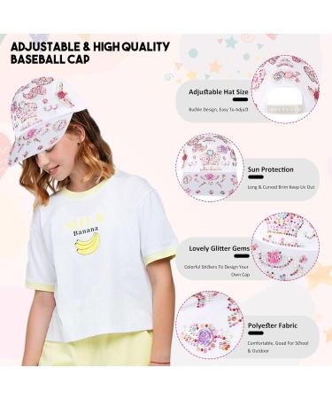 Personalized DIY Baseball Cap Set for Girls - Adjustable Glittering Sun Hat with 8 Leaves Stones - Buy Online on GoSupps.com