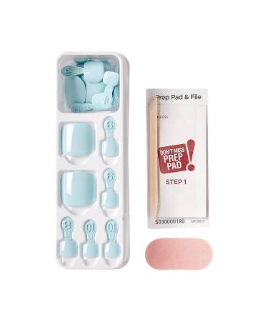 KISS imPRESS Dream Glow Pedicure Press-On Fake Toenails Kit - Light Blue Square Nails with Prep Pad, File, Stick - 24 Nails - Buy Online on GoSupps.com