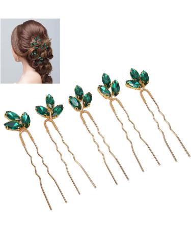 Wedding Hair Pins Green Rhinestone Vintage Bridal Hairpins U Shaped Hair Clips Bride and Bridesmaid Hairstyles Jewelry for Party - Buy Online on GoSupps.com