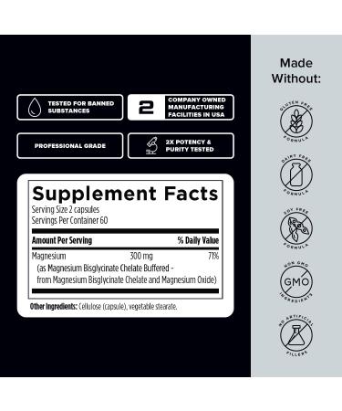 Designs for Sport Magnesium Bisglycinate - Magnesium Supplement to Support ATP Energy Muscle Recovery Bone Health & Heart Health - NSF Certified for Sport (120 Capsules) - Buy Online on GoSupps.com