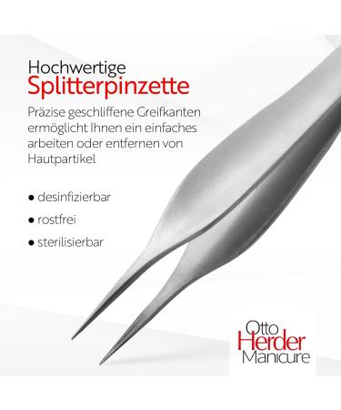 Otto Herder Manicure Splinter Tweezers 9.3 cm - Stainless Steel Pointed Tip Precision Tweezers for Flawless Grooming - Buy Online on GoSupps.com