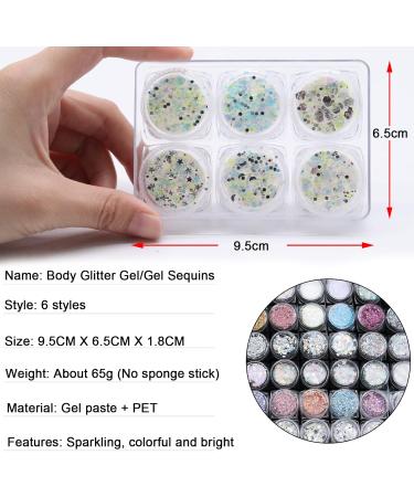 6 Colors Glitter Makeup for Face Body & Hair - Festival Sequin for Parties & Clubs - Buy Online on GoSupps.com
