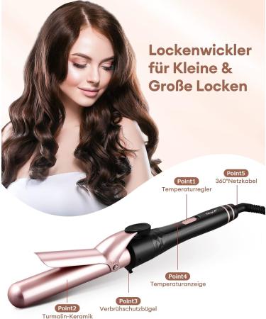 CCKeyin 4-in-1 Curling Iron Set - Multifunctional Ceramic Curling Iron Kit with Attachments for Large & Small Curls - Pink - Buy Online on GoSupps.com