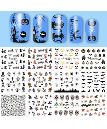 48 Sheets Halloween Nail Art Stickers - Spooky Pumpkin Bat Ghost & Skull Designs - Kalolary Water Transfer DIY Decals for Halloween Nail Decor - Buy Online on GoSupps.com
