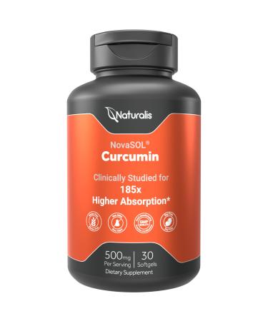 Naturalis NovaSOL Curcumin (5 550mg Curcuminoids Equivalent Per Serving) - Clinical Proven with 185X Better Absorption | Antioxidant Support for Brain Joint & Immune Health* | 30 Servings