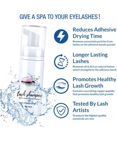 50ml Eyelash Extension Shampoo Eyelash Extension Cleanser Cleansing Foam for Eyelashes Eyelash Shampoo for Eyelash Extensions and Grooming Removes Makeup and Eyelash Hair - Buy Online on GoSupps.com