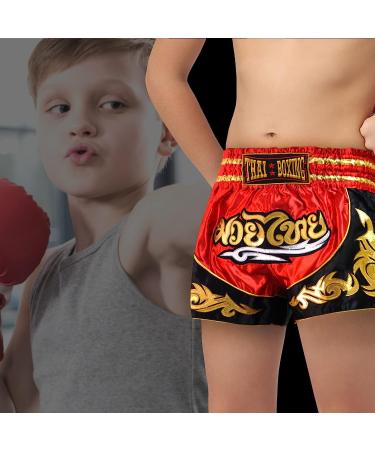 SiamKick Youth Muay Thai Shorts for Kids (Ages 4-10) Red Bodhi Medium - Boxing Kickboxing MMA Training Trunk for Boys and Girls - Buy Online on GoSupps.com