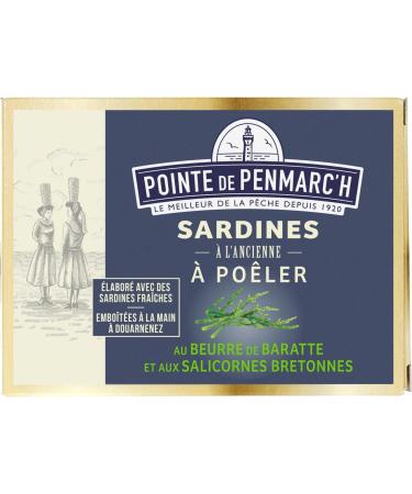 Old-style sardines to fry in Breton churned butter and samphire from Brittany Pointe de Penmarc'h set of 6 tins of 115 g - Delivery in 2 to 3 working days from Brittany - Buy Online on GoSupps.com