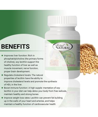 Soy Lecithin 1200mg Softgels - Total Natural Brain & Heart Health Support | Cholesterol, Liver & Kidney Supplement - 200 Count - Buy Online on GoSupps.com